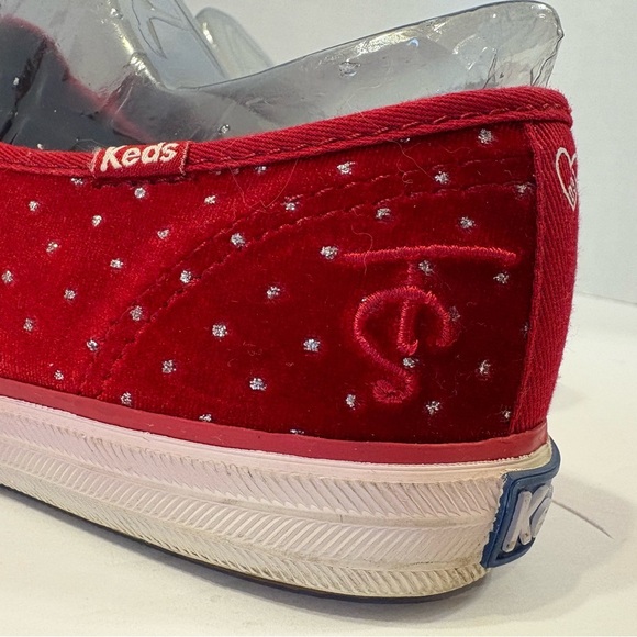 Keds Taylor Swift red velvet rhinestone accented tour sneakers size 8.5 - Picture 8 of 13